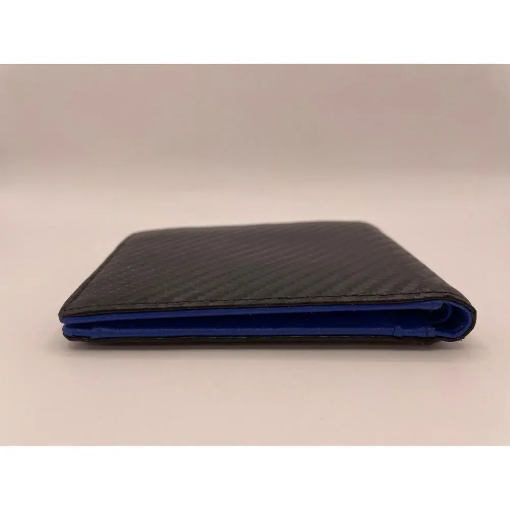 Black and Blue Zitahli Slim Wallet Men Faux Carbon Fiber- Pre-owned